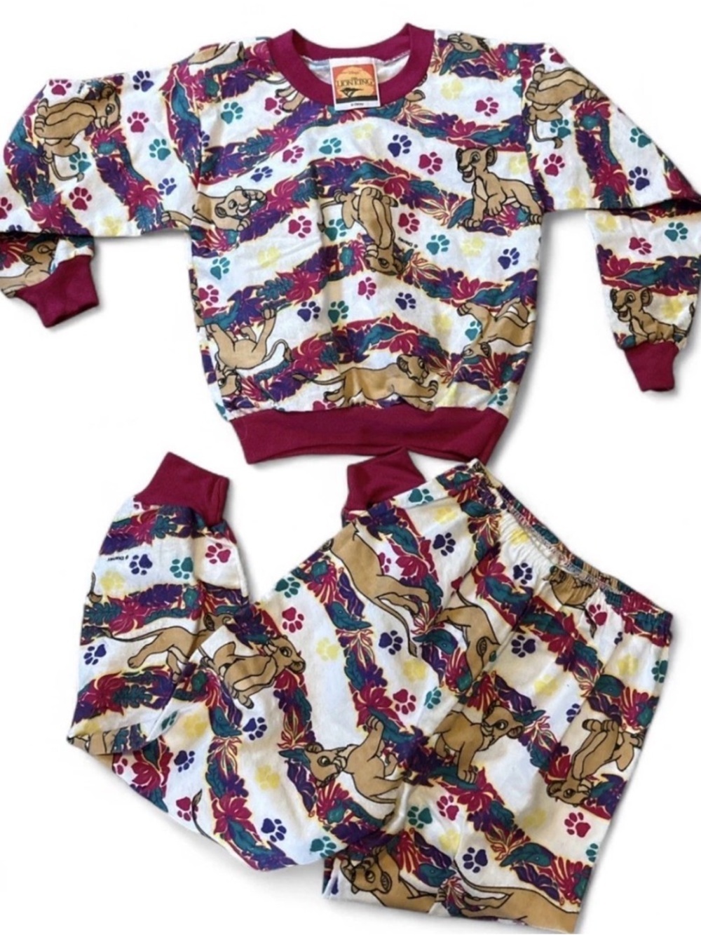 Vintage 90s Lion King Pajama Set Kids 6X NWT Simba Disney Made Canada 100 Cotton